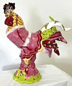 'POULTRY IN MOTION' CHICKEN HEN PINK W/WHITE LACE CERAMIC FIGURINE BY NEUHAUS - Picture 1 of 17