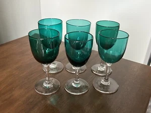 6x ANTICHI BICCHIERI DA SHERRY DA VINO VERDE VETRO Bristol 13/12,5cm - Foto 1 di 23