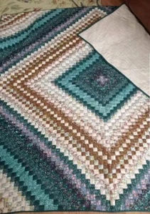 New Old Fort Quilt. Queen Size With 2 Shams, Greens And Browns. Monmouth ME. Des - Picture 1 of 15