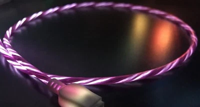 LUZ FLUIDA fluxo brilho LED MICRO USB cabo carregador para SAMSUNG S HTC LG ANDROID - Imagem 1 de 4