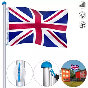 More details for 6,5m 21ft uk flag aluminium flag pole set telescopic flagpole england garden top