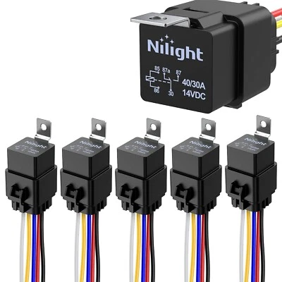 Nilight 50044R 5 Pack Waterproof 40/30 AMP Heavy Duty 12 AWG Tinned Copper Wi... - Image 1 of 4