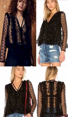 Blusa Alexis Clementine de malla punteada bordada de encaje talla para mujer talla L *Leer Foto 1 de 4