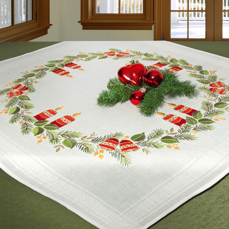 "Christmas" Tablecloth Kit for  Satin Stitch Embroidery Schaefer 6794 - Image 1 of 1