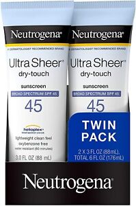 Neutrogena Ultra Sheer Dry-Touch Sunblock Sunscreen, SPF 45, 88 ml Pack of 2
