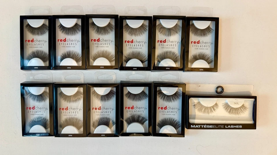 Lot (11) Red Cherry eyelashes, #202 ("Sophie"), 1  pair MatteseElite #747 - Image 1 of 1