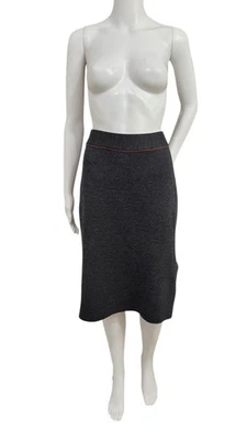 Rag & Bone Gray 100% Merino Wool Knit Pencil Skirt S Orange Contrast Side Slits - Image 1 of 4