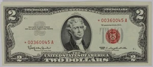 1963 $2 Dollar Bill Red Seal STAR Note CH AU - Picture 1 of 2