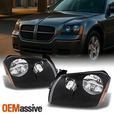 Fit 2005-2007 Dodge Magnum SE SRT SXT RT Black Bezel Replacement Headlights Pair - Изображение 1 из 4