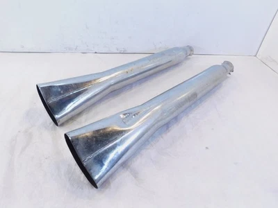 Harley Road King Electra Glide Chrome Left & Right Exhaust Pipe Mufflers - Dents - Image 1 of 4