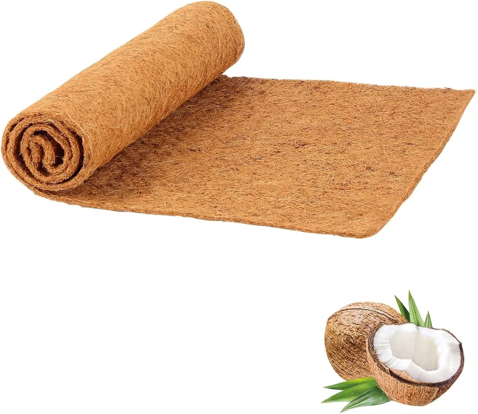 Alfombrilla de revestimiento de fibra de coco natural de 16 x 80 pulgadas - Forros para jardinera de fibra de coco para viento Foto 1 de 4