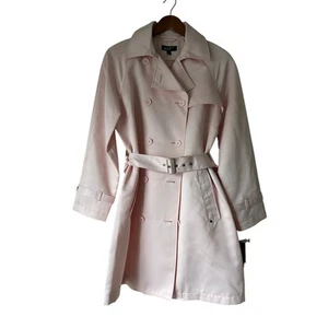 Black Rivet Pale Pink Spring Trench Coat Size Medium - Picture 1 of 10