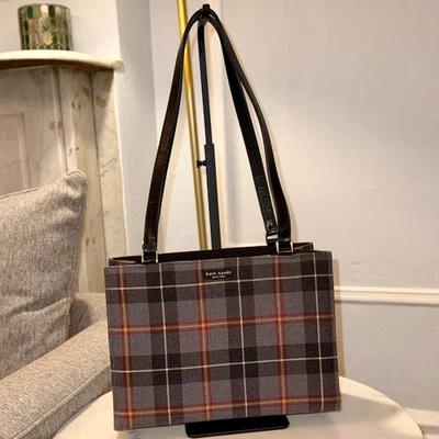 Bolso de Hombro Kate Spade Vintage (años 90) Lana a Cuadros RARO HECHO EN EE. UU. Foto 1 de 4