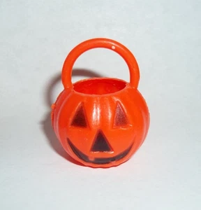 Vintage Hard Plastic Halloween Pumpkin JOL Bucket Pail Miniature Decoration 1 in - Picture 1 of 5
