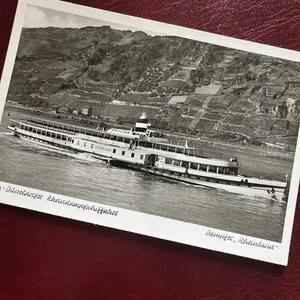 KOLN NACH DÜSSELDORF DAMPFERFÄHRE - Vintage RPPC Postkarte - Deutscher Rhein - unbespielt - Bild 1 von 8