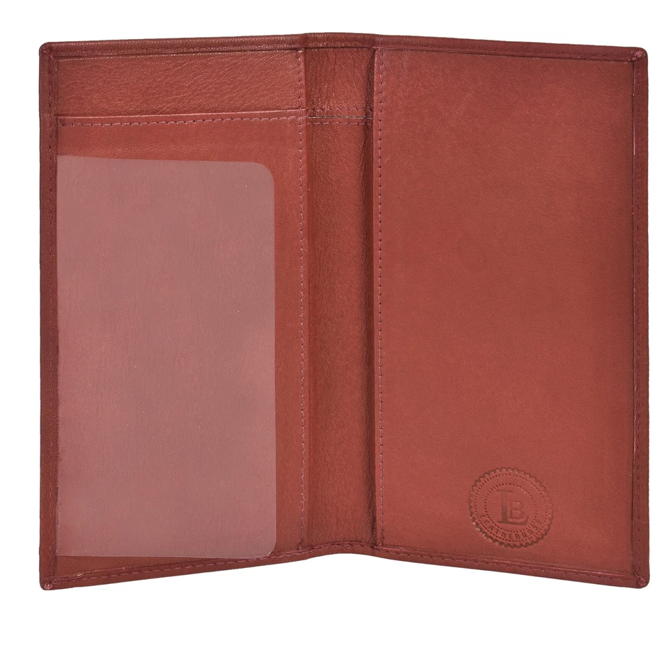 Men Women GENUINE LEATHER Brown Burgundy Black Tan Checkbook Cover Holder Wallet - Image 1 of 1