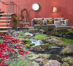 3D Roter Blütenzweig H4807 Fußboden Wandbild Fototapete Tapete Familie Coco 2024 - Picture 1 of 5