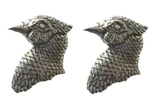 2 x  Pheasants Head Handcrafted From English Pewter Lapel Pin Badges TSB B29 - Picture 1 of 3