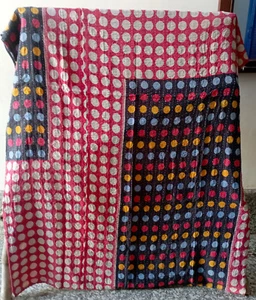 Colcha reversible Kantha india hecha a mano manta vintage colcha algodón - Imagen 1 de 2