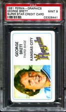 1981 Perma-Graphics GEORGE BRETT Super Star Credit Card PSA Mint 9