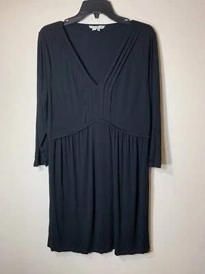 Boden Dress Womens 14 Black Stretch Knit JerseyLong Sleeve Pullover V-Neck Shift - Image 1 of 4