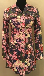 Tara Jarmon For Target Womens Trench Coat Size XS Muticolor Mod Floral Cotton - Picture 1 of 12