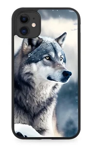 Jagd Wolf Gummi Handyhülle grau schneeartisch arktisch Wölfe Wolfsfoto CW58 - Bild 1 von 2