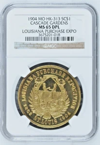 1904 MO HK-313 SO-CALLED DOLLAR LA PURCHASE EXPO CASCADE GARDENS NGC MS 65 DPL - Picture 1 of 2