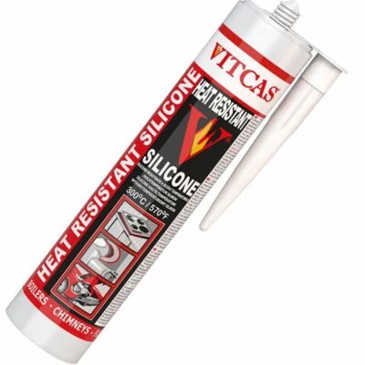 Black Vitcas High Temperature Silicone Sealant For Stoves, Flues, Ovens 310ml  - Image 1 of 2