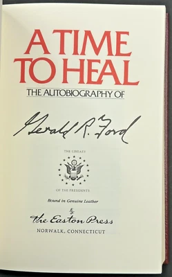 Signed Autobiography President Gerald R. Ford A Time To Heal Deluxe Leatherbound - Imagem 1 de 4