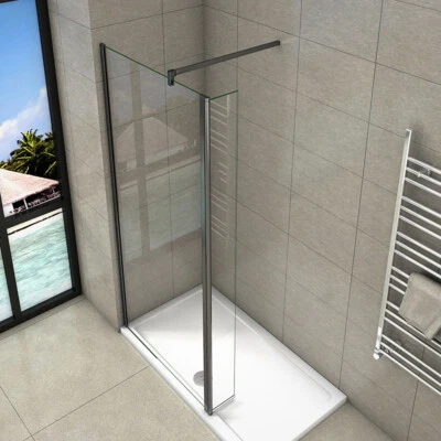 Wet Room Shower Screen With 300mm Flipper Glass Panel Walk In Shower Enclosure - Image 1 of 4