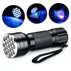 Torcia UV Portatile 21 LED Lampada in Legno in Alluminio - Foto 1 di 7