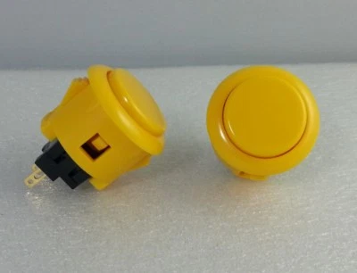 2 x pcs Japan Sanwa Yellow Start Push-Buttons OBSF-24-Y Video Arcade Parts - Image 1 of 4