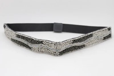 Mujeres Moda Occidental Gris Cinturón Ajustado Cadera Cintura Alta Plateado Bling Cuentas Talla S M Foto 1 de 4