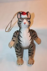 Wooden Jointed Hanging Cat Ornament Tan/Brown 7.5" Long - Picture 1 of 3