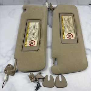 1999-2003 Lexus RX300 Pair Tan Cloth Sun Visors Lighted Set Beige With Hardware - Picture 1 of 24