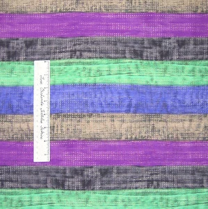 Stripe Fabric - Marie Kelzer Green Purple Brown - Rowan Westminster Cotton YARD - Picture 1 of 1