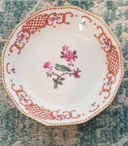 Antique Limoges Rare Green Bird Branch Pink Flower Gold Trim Fruit/Dessert Bowl - Picture 1 of 4