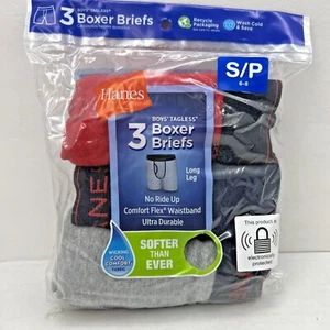 Hanes Boys Tagless Boxer Briefs 3 Pack Ea. ComfortSoft Small 6-8 New - Picture 1 of 6