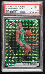 2019 Mosaic Rookies FOTL Green Swirl Prizm /10 Carsen Edwards PSA 10 Rookie RC