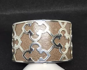 BRIGHTON Christo Wide Silver CUFF Bracelet With Reversible Liner - Picture 1 of 11