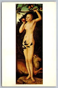 Postal Eva Tentada por la Serpiente Lucas Cranach El Viejo Desnudo Riesgo - Imagen 1 de 2