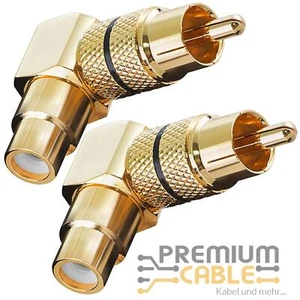 2 Cinch Adapter 90° Winkeladapter RCA Chinch Winkel Stecker schwarz Gold Hifi - Bild 1 von 4