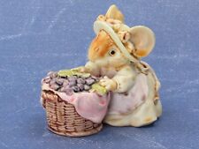 Ganz Little Cheesers Summertime Picnic Mouse Basket of Grape Clusters Figurine