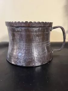 Antique Persian Large Tinned Copper Metal Pitcher Jug Vase w/Crude Handle - Picture 1 of 9