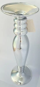 Single Candle Holder Colored Glass Candle Holder Glossy Silver H29 Lucilla - Picture 1 of 1