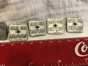 Vintage Lot Of 6 NATTRASS BAKERY SQAIR Good For One Loaf TOkENS Hole In Centre - Picture 1 of 10
