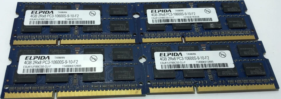4x Elpida 4GB PC3 Laptop Ram EBJ141UF8BCS0-DJ-F - Image 1 of 2