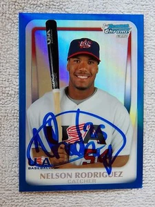 Cleveland Indians Nelson Rodriguez signiert 2011 Bowman Blue Refraktor Autogramm #/99 - Bild 1 von 1