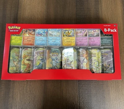 Pokemon Juego de Cartas Coleccionables Evoluciones Prismáticas 8 Mini-Latas Tarjetas Promocionales Paquete Costco Nuevo Sellado Foto 1 de 4